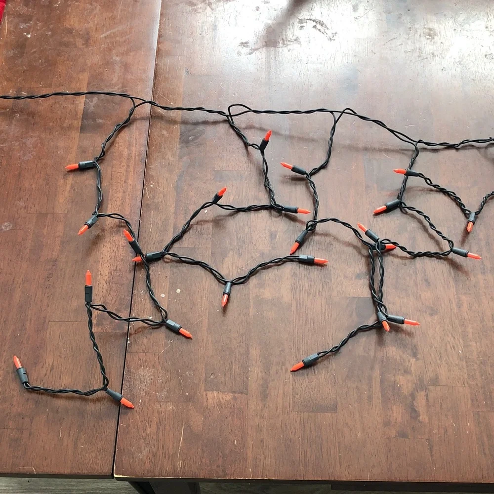 🎃 Halloween Orange Icicle String Lights on Black Twisted Cord